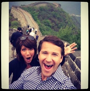 Rep. Kristi Noem (R-SD) and Rep. Aaron Schock (R-IL) at the Great Wall of China, April 2014.