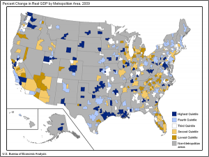 Percent Change in Real GDP by Metro Area, 2009 || Bureau of Economic Analysis