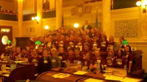 Madison 4th graders with Senator Russell Olson, State Capitol, Pierre, SD, March 1, 2011