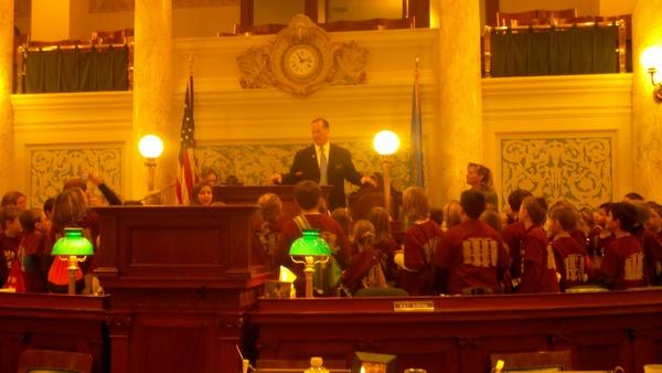 Madison 4th graders with Senator Russell Olson, State Capitol, Pierre, SD, March 1, 2011