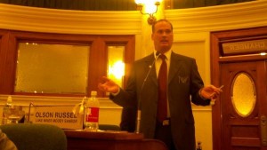Senator Russell Olson (R-8/Wentworth) speaks on the Senate floor, March 8, 2011, Pierre, South Dakota