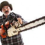 old guy with chainsaw