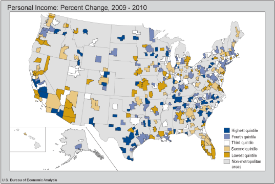 Personal Income Growth, 2009-2010, Metros by Quintile | Bureau of Economic Analysis