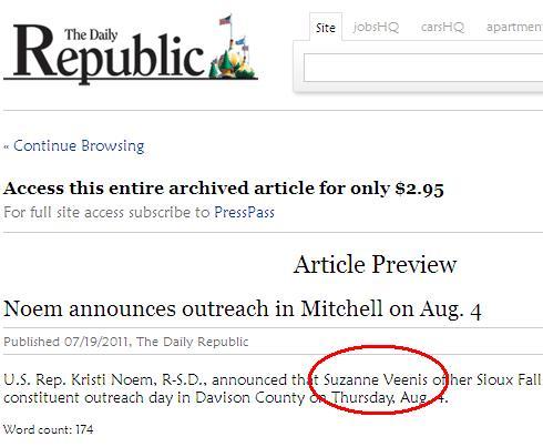 Screen cap of Mitchell Daily Republic, 2011.07.19