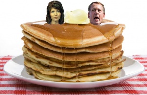 Kristi Noem and John Boehner on pancakes