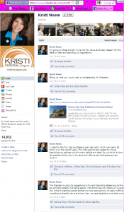 Kristi Noem Facebook screen cap August 14 2011