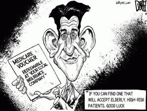 Brian Duffy cartoon on Paul Ryan plan to replace Medicare with vouchers