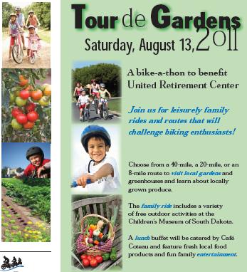 Tour of Gardens Bike-a-Thon: Benefit for United Retirement Center | Brookings, South Dakota | Saturday, August 13, 2011
