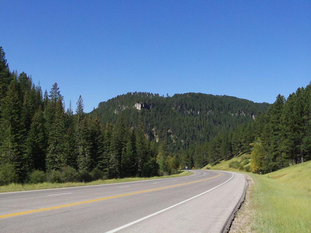 View west on US 85-14A, toward Cheyenne Crossing, Black Hills, South Dakota, 2011.09.11