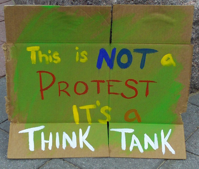 Sign at Occupy Rapid City: "This is NOT a protest; it's a think tank." October 22, 2011