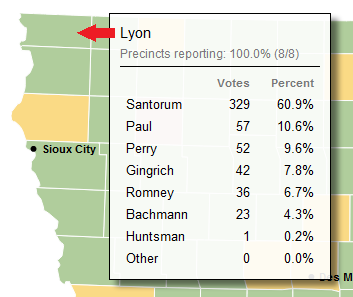 Iowa GOP Caucus 2012: Lyon County Results