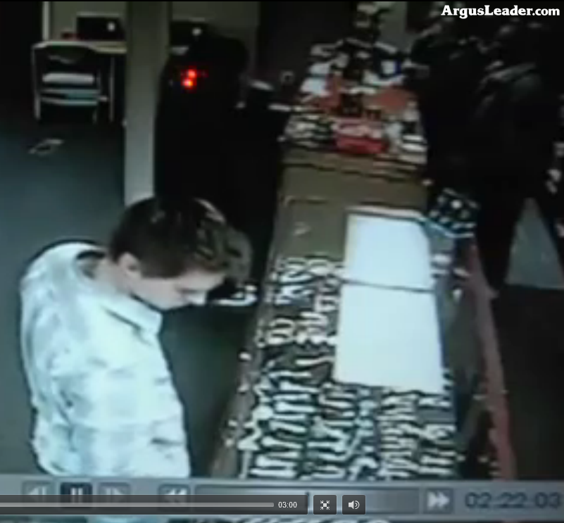 Clip from Roll with It tobacco shop surveillance video, Sioux Falls, SD, 2012.02.12, posted by Argus Leader