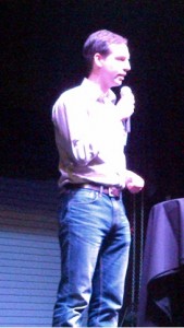 Matt Varilek speaks at Easyriders Saloon, Sturgis, South Dakota