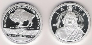 Free Lakota Bank "Fifty" silver piece