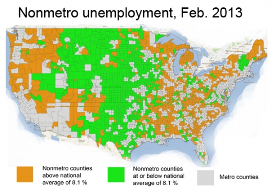Non-metro unemployment -- February 2013
