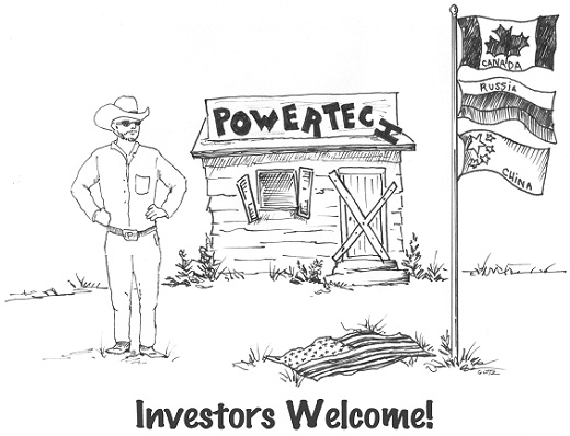 Powertech open for foreign investment: Editorial cartoon by Cheryl Rowe.