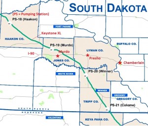 Keystone XL Route through South Dakota
