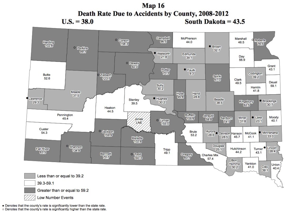 Death Rate Due to Accidents by SD County 2008-2012