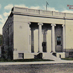 Old postcard showing Masonic Temple before widening of Highway 34.
