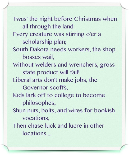 Cory Allen Heidelberger, Christmas Eve poem on Build Dakota Scholarship, first stanza, 2014.12.24