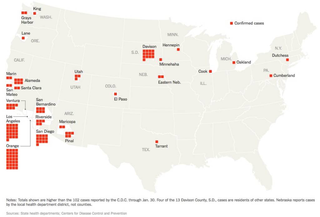 Measles map, New York Times, February 2, 2015